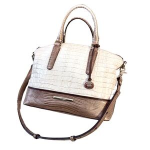 Brahmin Croc Cross-Body Bag White/Gold